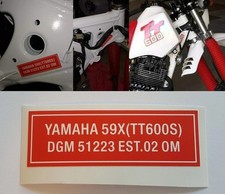 Adesivo Yamaha TT 600 S 59X telaio canotto sticker 87-92 enduro cross tt650