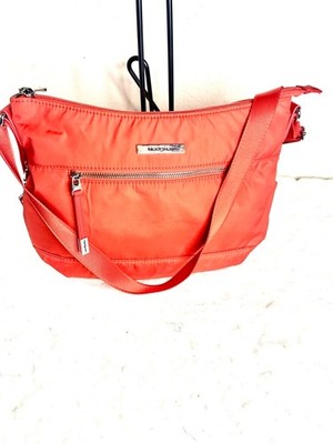 Hedgren Aura Gleam Crossover Bag with RFID in reddish orange nylon