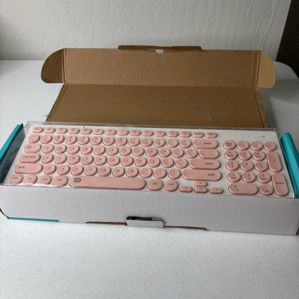 Wireless Keyboard and Mouse Combo, FD iK6630 2.4GHz Cordless Salmon Pink B1 - Image 3 of 4