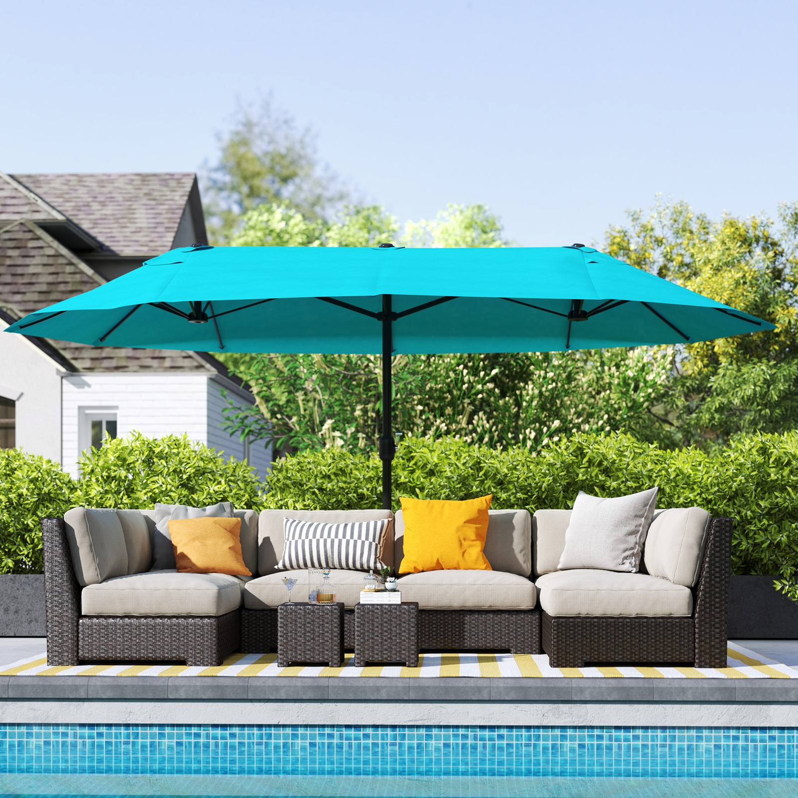Extra Large Patio Umbrella, Outdoor Cantilever Market Umbrella with Crank Tilt