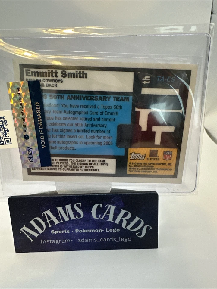 2005 Topps 50th Anniversary Team Auto /50 Emmitt Smith #TA-ES Auto HOF COWBOYS - Image 3 of 3