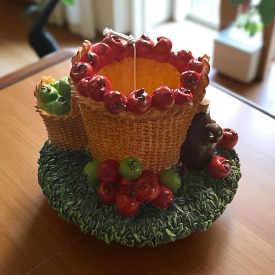 Cesta de manzanas huerto tapón de velas tarro topper otoño cosecha sidra de campo nuevo con etiquetas Foto 2 de 4
