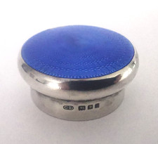 Solid Silver & Guiloche Enamel Vanity Jar Lid - London 1921.