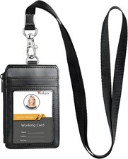 Teskyer ID Badge Holder with Lanyard, 1 Zip Pocket and 4 Card Slots, Lanyard ID