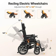 Electric Reclining Wheelchair 90-160 Adjustable Foldable Power Wheelchair New