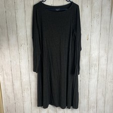 Eileen Fisher Women's L Dark Grey Knit Shift Dress Swing Viscose Blend