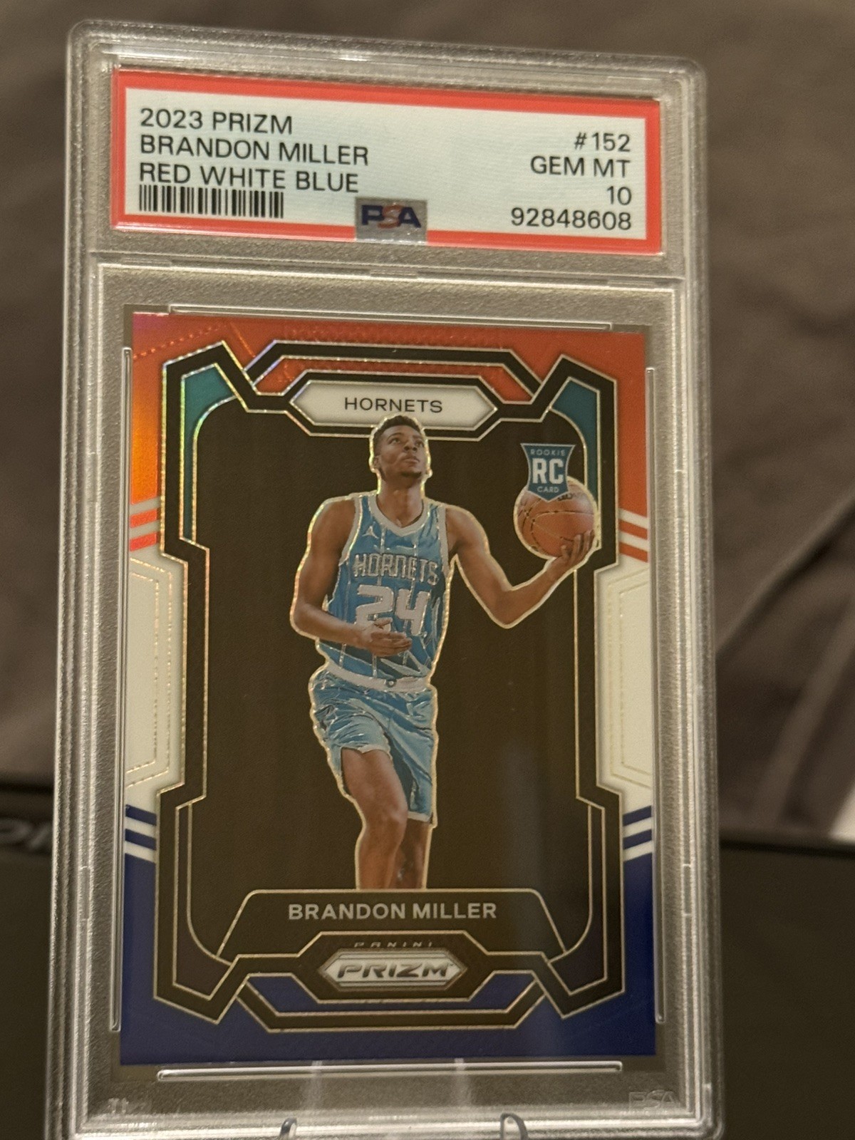 2023 Panini Prizm #152 Brandon Miller Red White Blue PSA 10