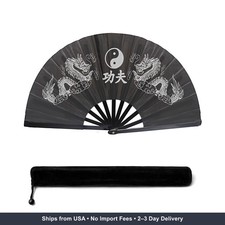 13IN GongFu Large Popping Hand Fan for Line Dancing Clacking Premium Silk Boots