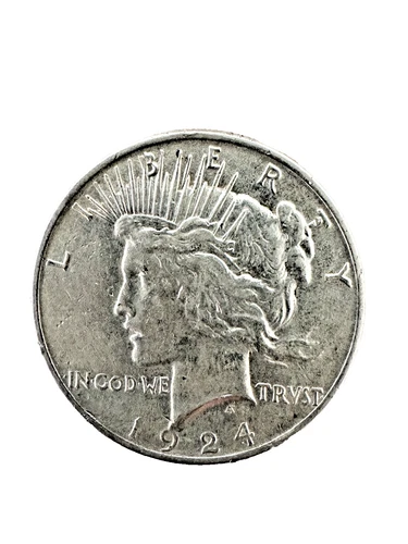 1924 Peace Silver Dollar 90 Percent Silver Philadelphia  AU Coin