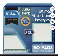 50 XXL Disposable Incontinence Pads - Ultra Absorbent  Durable Bed Protection