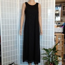 *DBY Ltd. Black Sparkle Sheer Overlay Maxi Dress Size 11 12 Evening Formal