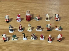Vintage Christmas Village Figures Santa People Miniatures Ornament Mix Lot