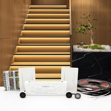 KMG-3233 Motion-Activated LED Stair Lighting Kit with Wall Switch, 40" Long C...
