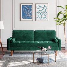 2 Seater Teddy Velvet Sofa with 2 Pillows Modern Couch Love Seat Settee Home