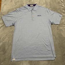 Vintage Peter Millar Sea Island Golf Polo Shirt Striped Stretch Men's Size Large