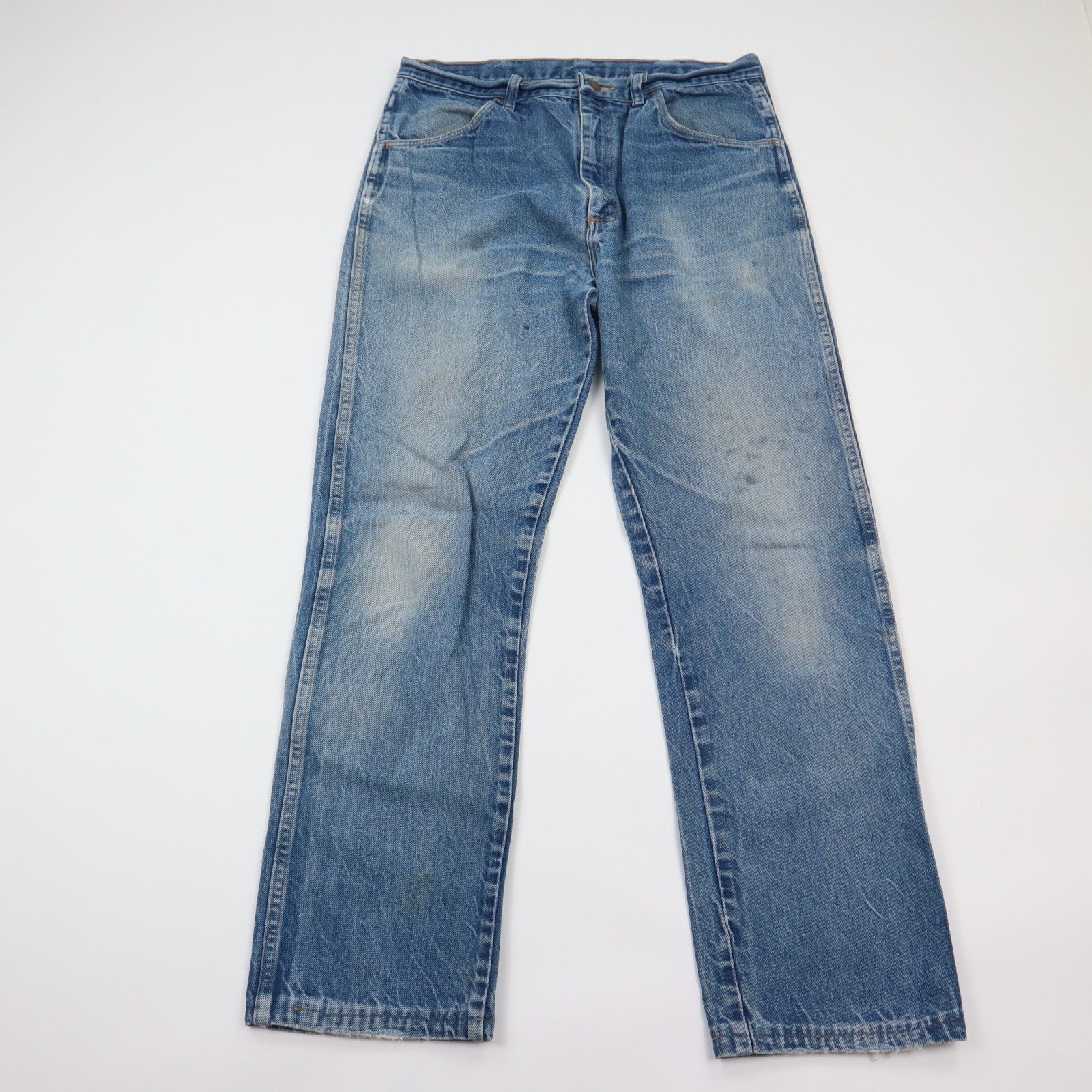 Mens 32x30 Straight Fit Blue Medium Wash Workwear Denim