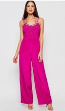 Virgos Lounge Alicia Pink Embellished Jumpsuit Size 16