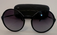 CHANEL Sunglasses AUTHENTIC 5279 CH5279 Black gold Cc Round Circle 55mg