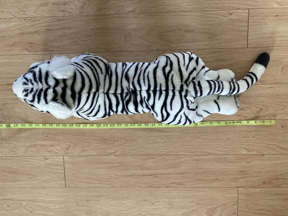 Large 34 Inch STUFFED TIGER Animal Cat White Black Soft Stuffed Pillow Toy - Image 4 of 4