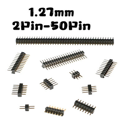 Single Double Row Pin Male Header Stiftleiste Strip 1.27mm 2Pin-50Pin Gerade