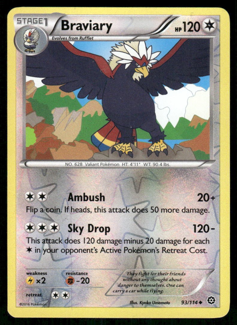 Braviary 93/114 Uncommon Steam Siege Pokemon Reverse Holo Lightly Played