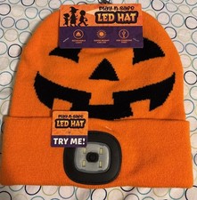 Play-N-Safe LED Hat Pumpkin  Stocking Cap. Great For Safe Trick Or Treating!