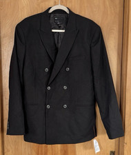 Asos Design Men's Slim Fit Double Breasted Suit Jacket Blazer Black Size 42R NWT