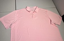 Peter Millar Shirt Men's XXL Pink Striped Featherweight Golf Polo Poly