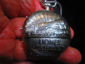 LIONEL Trains 100th Anniversary Conductor’s SILVER TONE Pocket Watch / Box Vtg