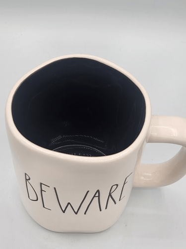 Rae Dunn Halloween BEWARE white and Black Oversized Mug - Picture 2 of 5