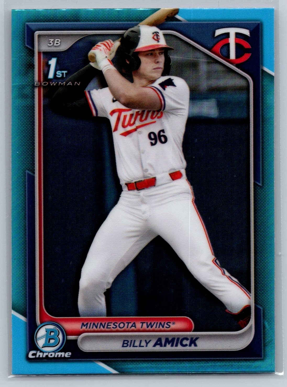 2024 bowman draft baseball billy amick 1st chrome sky blue refractor rc #68