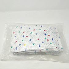 Vintage Flat Fold Cloth Diapers Cotton White All-Over Animal Print Pack of 11