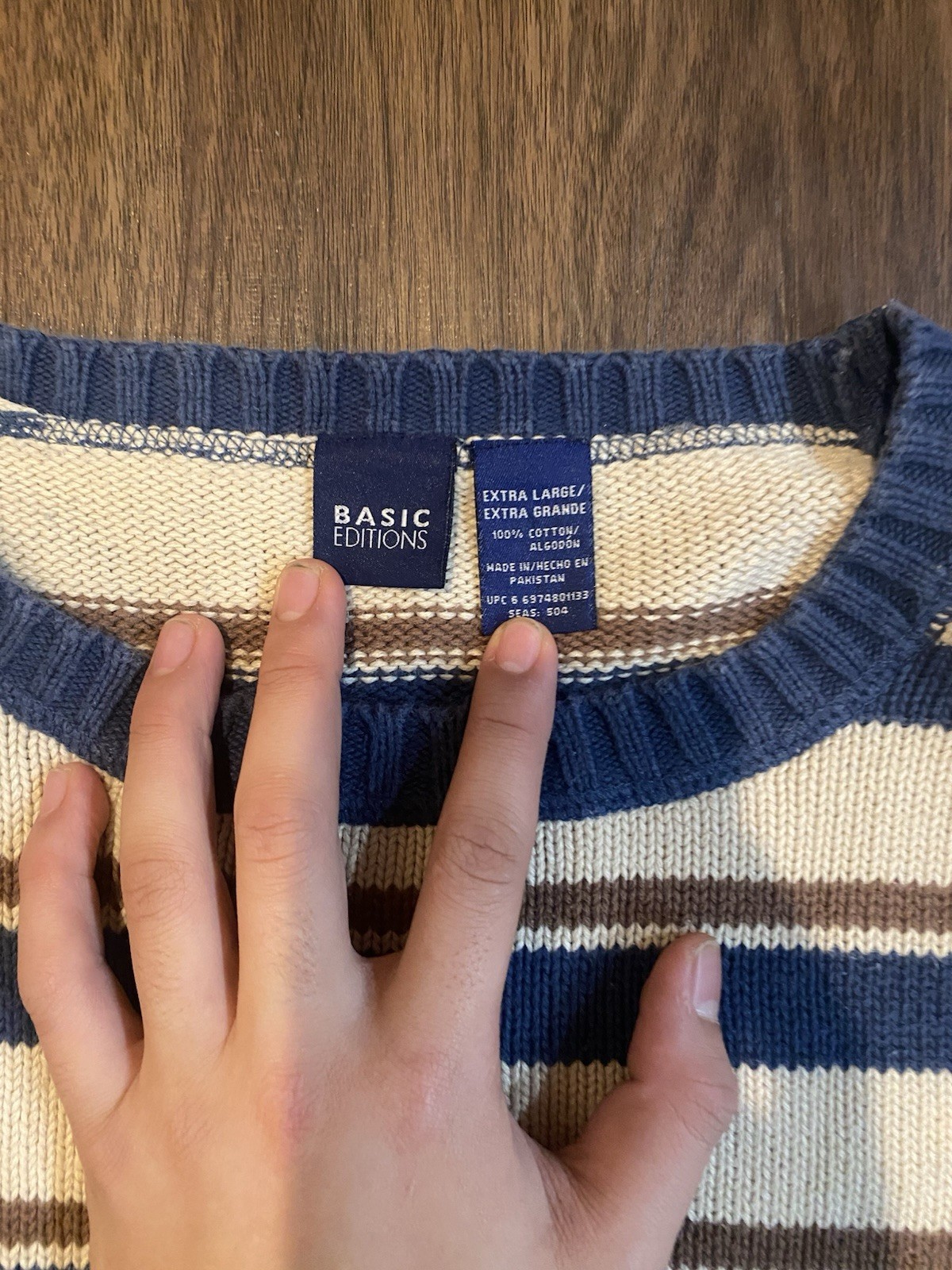 Basic Editions Stripped Knitted Sweater Size XL - image 3