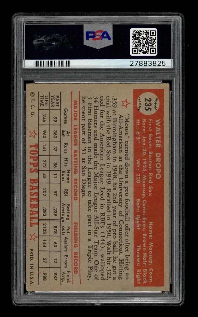 1952 Topps Set-Break #235 Walt Dropo PSA 5 EX view 2