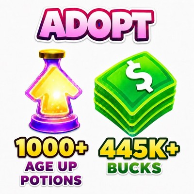  Adopt Me 1000+ Age up potions + 400K+ bucks  