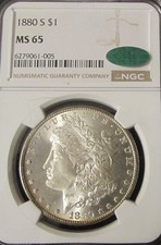 1880-S Morgan Silver Dollar NGC MS-65 - CAC green - nice and original - PQ+