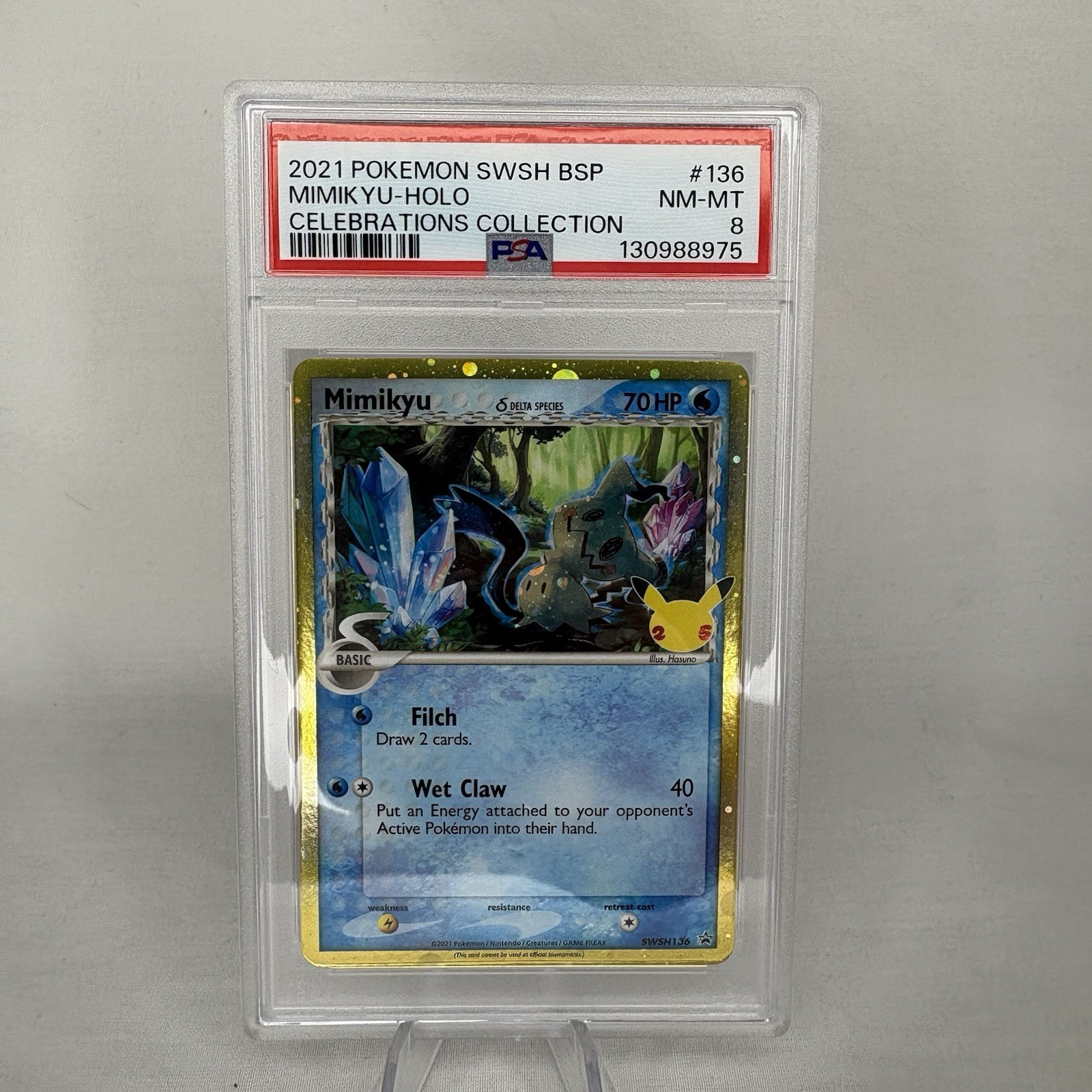 Mimikyu SWSH136 Pokemon Celebrations 25th Delta Species PSA 8