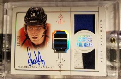 2013-14 Panini National Treasures Triple Memo Auto Alex Ovechkin 8-of-25 #08/25!