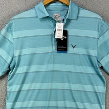 Callaway Cooling Mens Golf Polo Shirt Small Blue Hairlines Stripes Opti Dri NEW