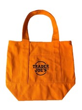 Trader Joe's Orange Canvas Mini Tote Bag Trick or Treat Halloween Grocery New