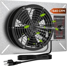 540 CFM IP-55 Rated Crawlspace Ventilation Fan with Humidistat Thermostat, 8.7in
