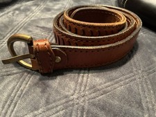 GIVLIANO BASSINI Made In Italy Leather Belt with Brass Buckle .