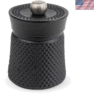Compact BALI FONTE Cast Iron Pepper Mill - Half Moon Shape for Precise Grinds