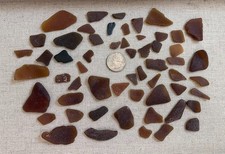 Genuine Real Beach Sea Glass mixed lot of pieces Amber Brown bottles Lot 141