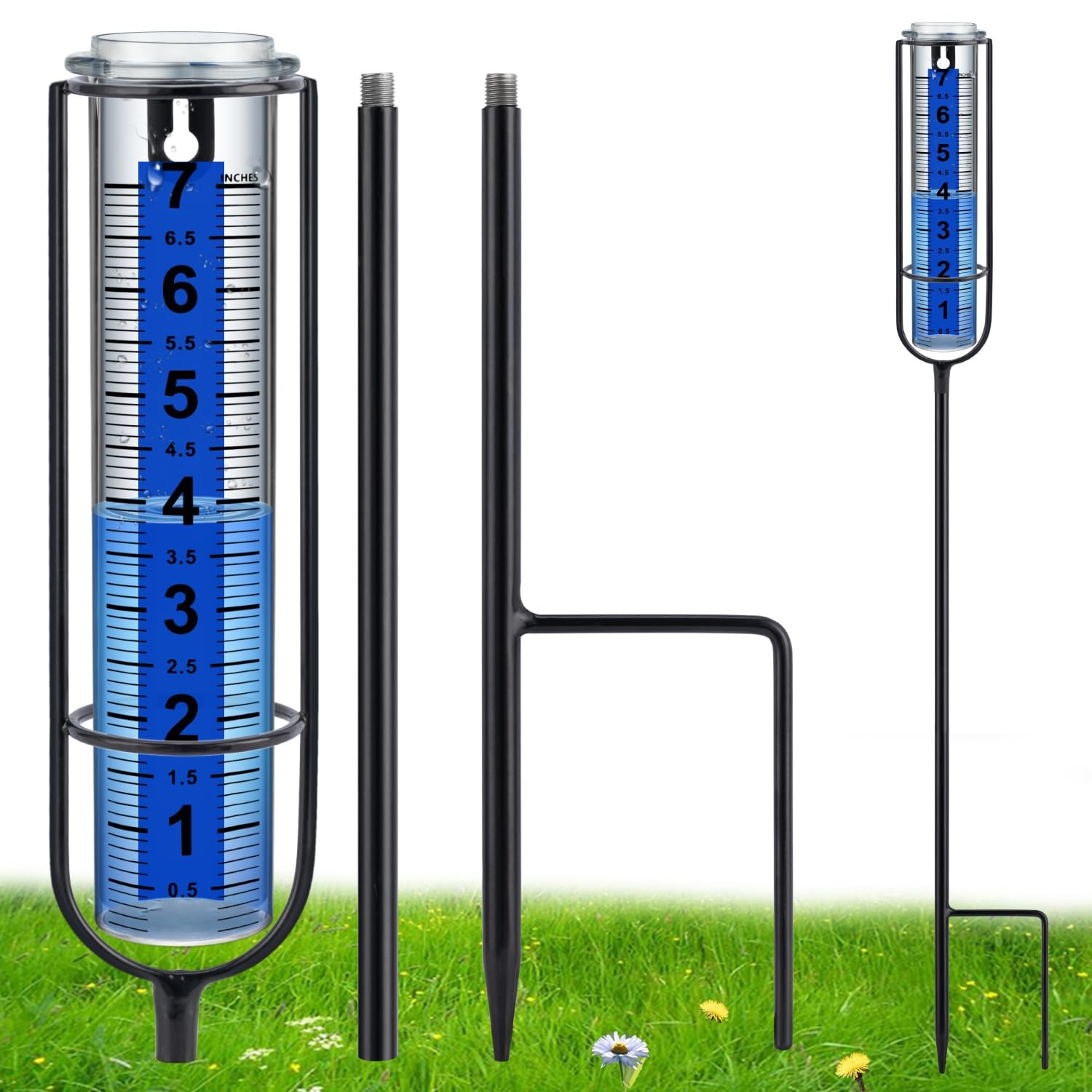 Pluviomètre en verre extérieur de 17,8 cm pour le contrôle de l'irrigation