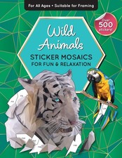 Sticker By Number Wild Animals Book for All Ages, Sticker Mosaics for Fun and Re