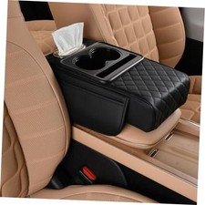 Car Armrest Cushion,5-in-1 Center Console Cover with 2 Storage Bags Cup Black
