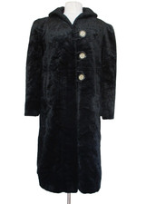 Vintage Women's Outerwear Black Textured Faux Fur Coat Jacket M
