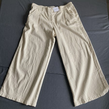 American Eagle Dreamy Drape Wide Leg Pleated Stretch Trouser Size 18 Beige NEW