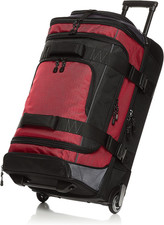 Ripstop Wheeled Duffel Bag with Multi-Pocket Design, Portable, 30", Red